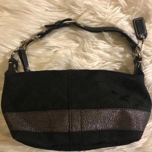 Coach Signature Letter Black Canvas Mini Bag